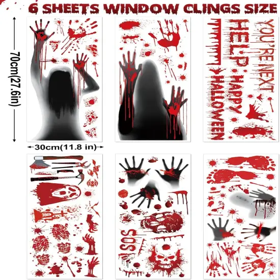 11 Sheets/202 Pcs Bloody Halloween Decorations Set {3}