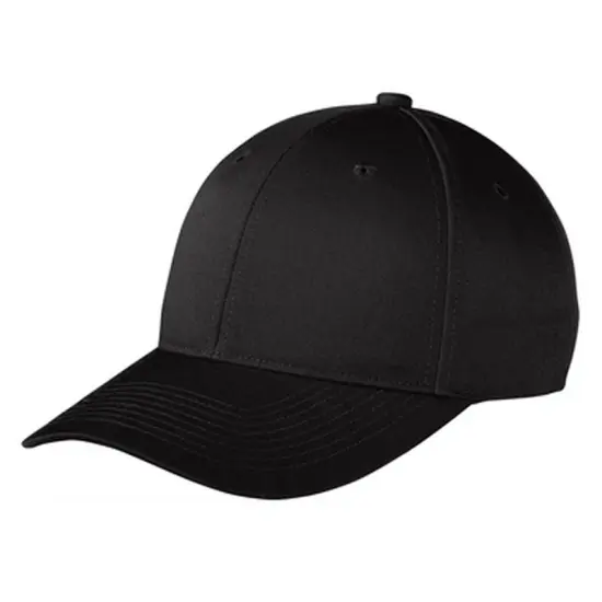Port Authority Snapback Fine Twill Cap, Structured Mid-Profile Adjustable Hat Black {1}