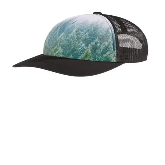 Port Authority&reg; Photo Real Snapback Trucker Cap Structured Mid Profile Polyester Sublimated Print Forest {1}