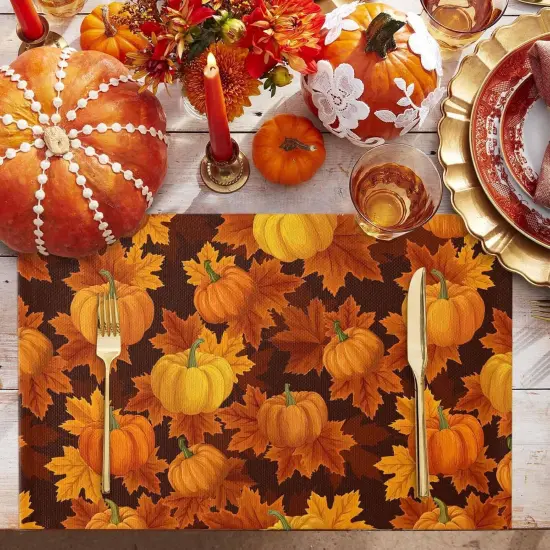 Thanksgiving Placemats Set of 6(Pumpkinase7709) {2}