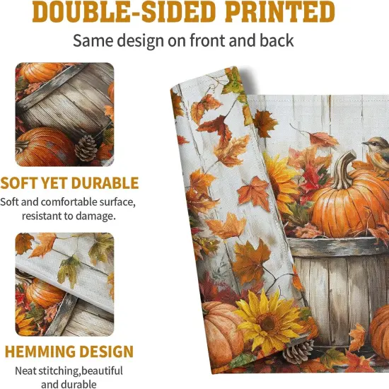 Set of 4 Fall Pumpkin Placemats - 12x18 Inch {5}