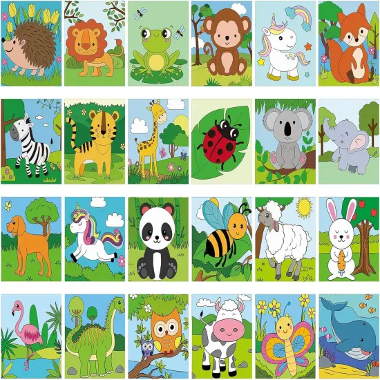 24 Pcs Pre Drawn Canvas for Painting for Adult Pre Printed Canvas Bulk Sip and Paint Kit (Jungle Animal,8 x 10 Inch) {1}