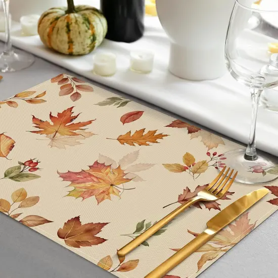 Set of 4 Maple Leaves Fall Placemats - 12x18 Inch {3}