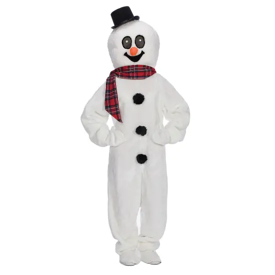 Snowman Suit with Mascot Head Plaid Scarf Mitts and Shoe Covers {1}