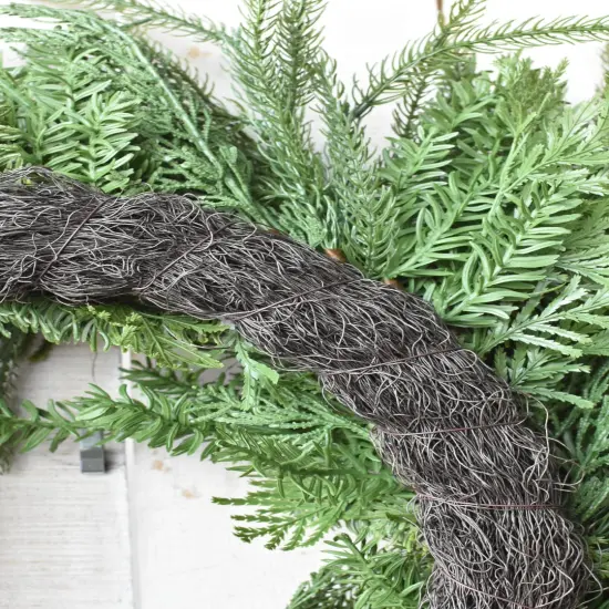 26" Faux Mixed Greenery Wreath {5}