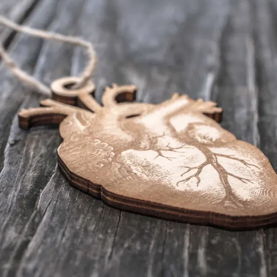 Ornament - Heart - Raw Wood 3x4in {3}