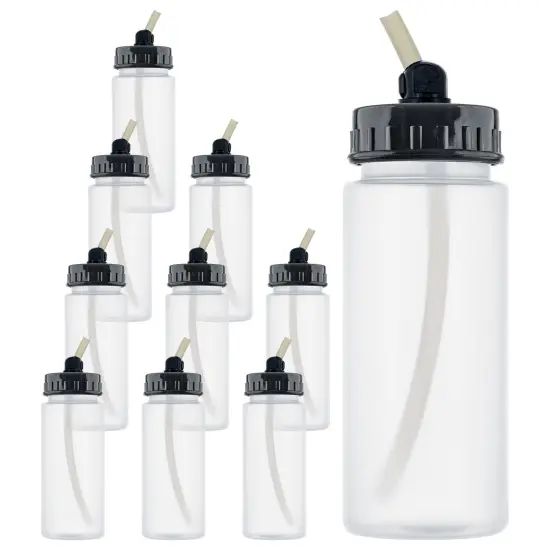 10 Pack Master Airbrush TB-008, 2.7oz Plastic Jar Bottles with 30° degrees Down Angle Adaptor Lid Assembly, Single-Action Siphon {1}