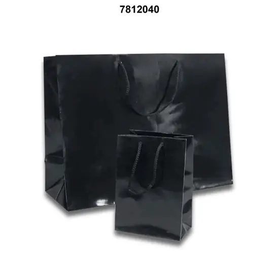 Stylish 8'' x 4'' x 10'' Glossy Euro Totes for Retail Packaging Black {3}