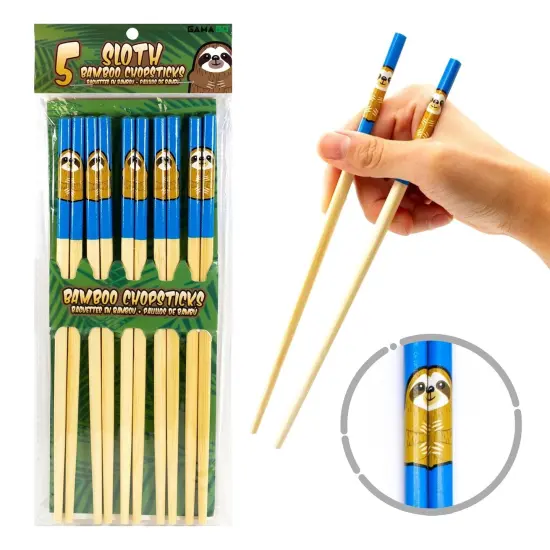 Sloth Bamboo Chopstick Set of 5 {1}