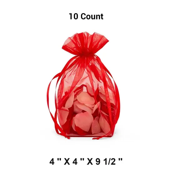 Cardboard Square Bottom Organza Bags 4 '' X 4 '' X 9 1/2 '' for Events Red {1}