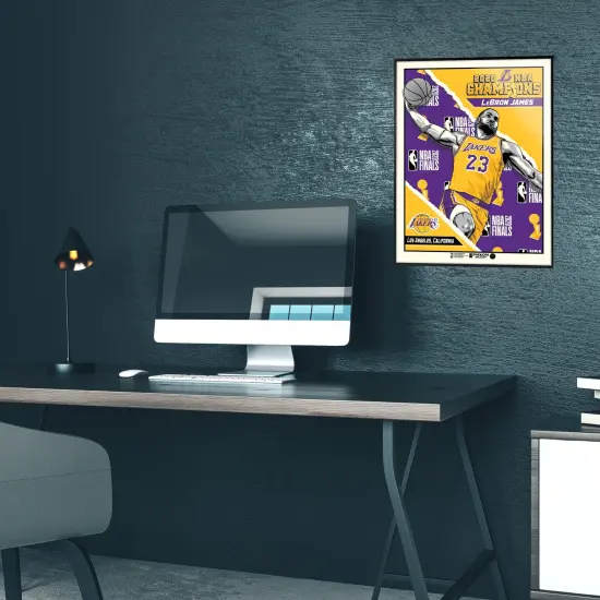 Phenom Gallery Los Angeles Lakers 2020 NBA Champions LeBron James 18" x 24" Deluxe Framed Serigraph {5}