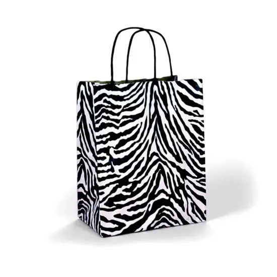 Printed Paper Shopping Bags with Brown Interior Large 16" x 6" x 12" {1}