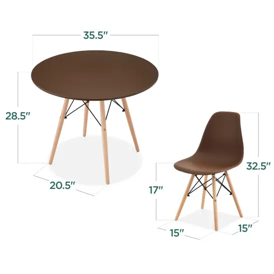 Best Choice Products 5-Piece Compact Mid-Century Modern Dining Set w/ 4 Chairs, Wooden Legs Brown/Oak {2}