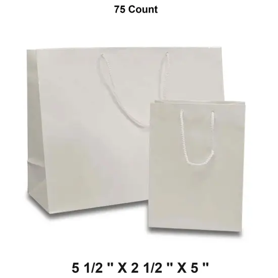 Elegant Glossy Totes 5 1/2'' x 2 1/2'' x 5'' for Upscale Packaging White {1}