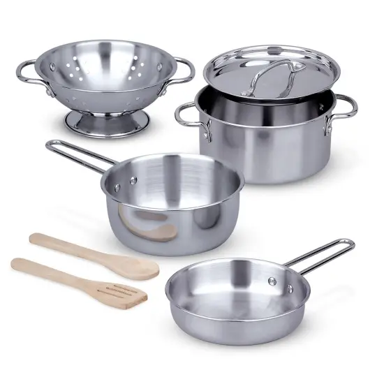 Let's Play House! Stainless Steel Pots & Pans Play Set {2}