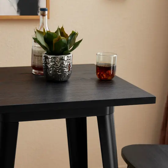 3 Piece Pub Table and Bar Chair Set - Steel Square Bar Table and Bar Chair Set Black {5}