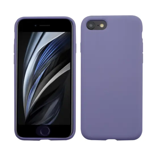 Liquid Silicone Case For iPhone SE 2020, Soft Touch Full Body Protection with Microfiber Lining Ultra Slim Gel Cover Lavender Purple, by Insten {7}