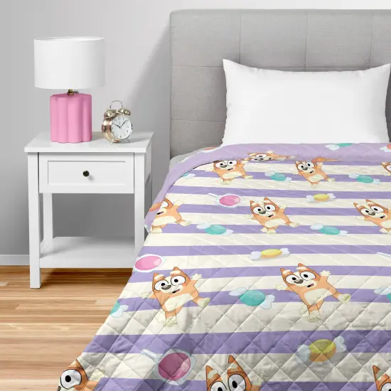 Bluey Quilted Throw Blanket Bingo Dance Party {5}