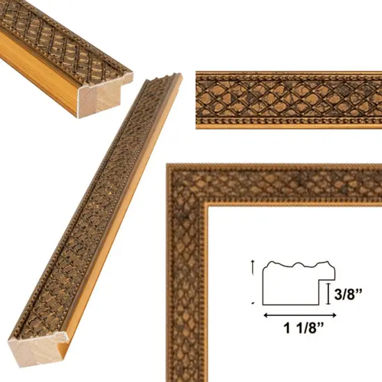 Slim Cris Cross Gothic Antique Gold Picture Frame 12x20 frame {5}