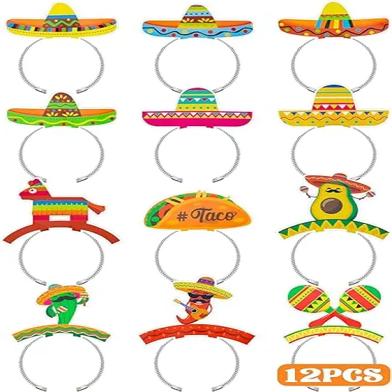 Sombrero Party Hats, Mexican Sombrero Headbands, Colorful Cardboard Cinco De Mayo Headbands, Fiesta Sombrero {1}