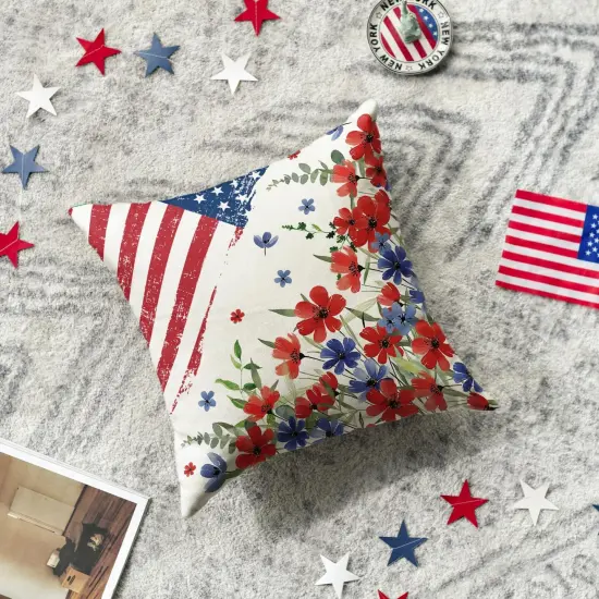 Floral Throw Pillow Cover for 4th of July Decorations {4}