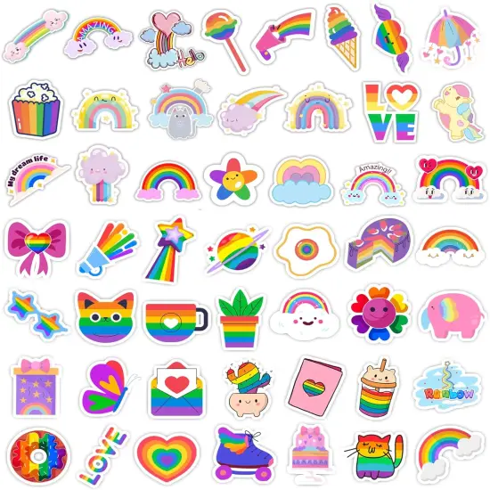 Stickers for Kids,100 PCS Stickers Pack,Rainbow Sticker,Cute Colorful Waterproof Vinyl Art Sticker.Stickers for Water Bottles,Skateboards and Notebooks,Sticker for Teens Girls Kids {3}