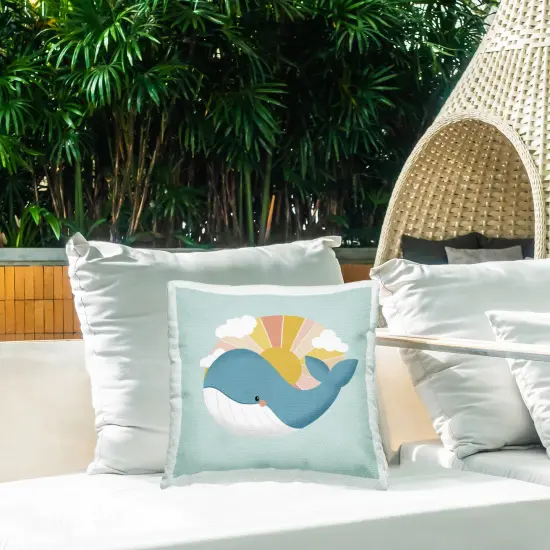 Stupell Industries Whale & Sunshine Rays Outdoor Printed Pillow design by Sarah Hickman, 18 x 7 x 18 {2}