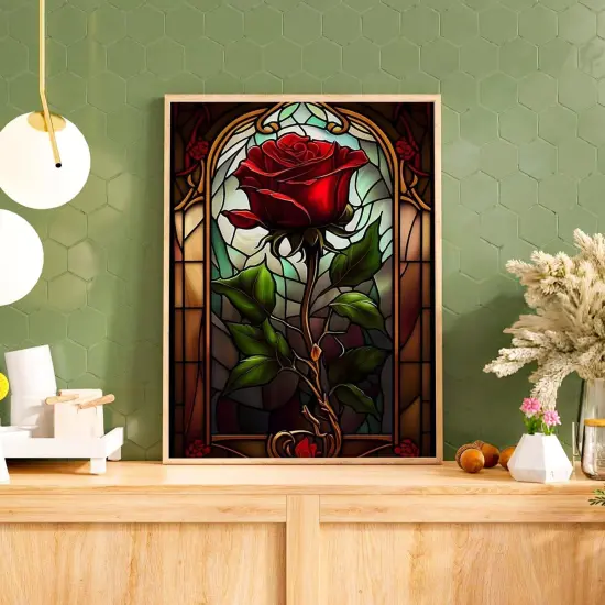 Rose Diamond Painting Kit for Adults, Rose Diamond Art Kits for Adults, Flower Gem Art for Home Wall Decor 16x12inch {2}