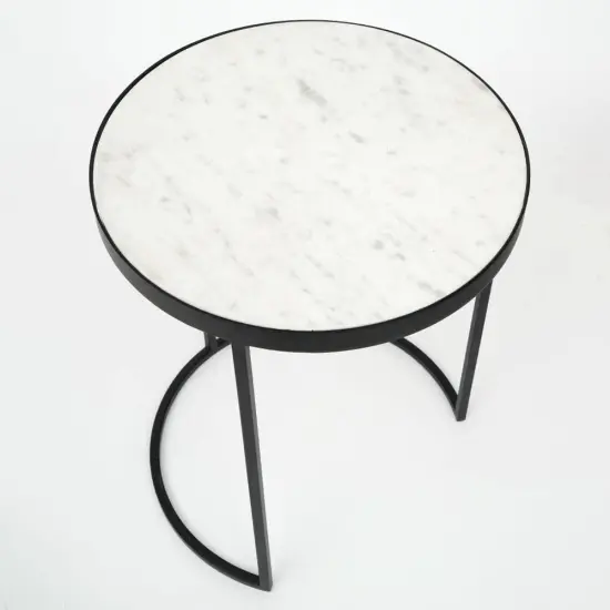 Modern Side Table with White Marble Top & Oil-Rubbed Bronze Frame &ndash; 16" x 16" x 20.5" {2}