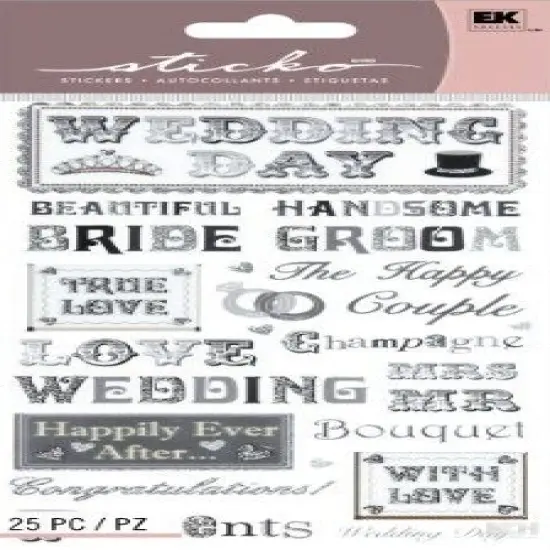 Sticko Black Tie Phrases Metallic Foil Stickers {1}