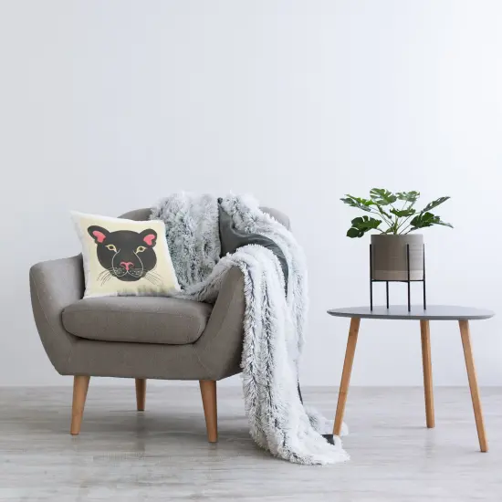 Stupell Industries Minimal Wild Panther Face Decorative Printed Pillow design by Carrie Cantwell, 18 x 7 x 18 {2}