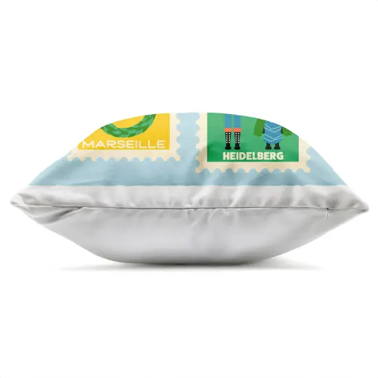 Stupell Industries Vintage Christmas Postage Stamps Outdoor Printed Pillow design by Carrie Cantwell, 18 x 7 x 18 {3}