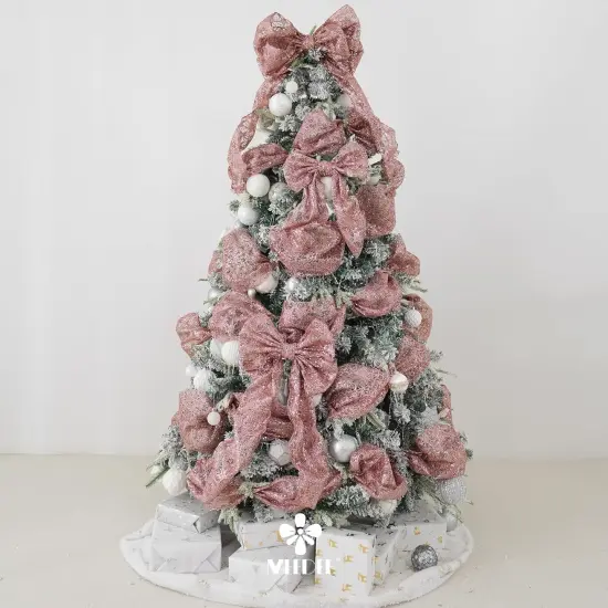 Rose Gold Glitter Mesh Web Ribbon - 10 Inch Wide x 10 Yards Roll {4}