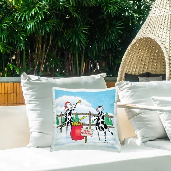 Stupell Industries Feed The Farmless Funny Cows Outdoor Printed Pillow design by Roger Straub, 18 x 7 x 18 {2}