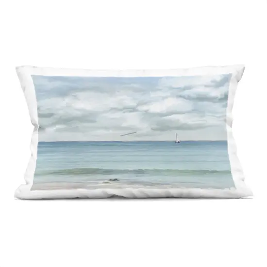 Stupell Industries Tranquil Cloudy Beach View Decorative Printed Pillow design by Ramona Murdock, 14 x 7 x 20 {1}