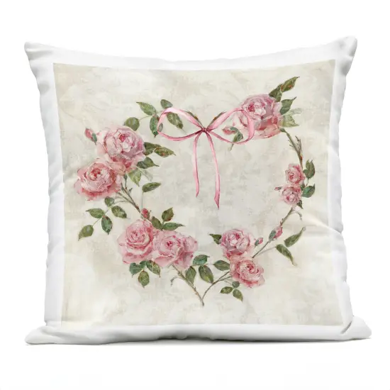 Stupell Industries Rose Heart Wreath Outdoor Printed Pillow design by Sally Swatland, 18 x 7 x 18 {1}