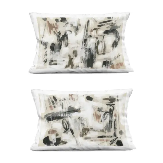 Stupell Industries Neutral Earth Tones Abstraction 2pc Decorative Printed Pillow Set design by June Erica Vess, 14 x 7 x 20 {1}