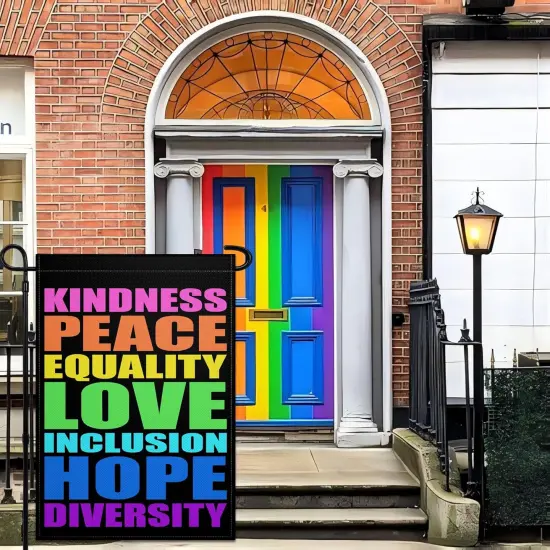 Pride Garden Flag 12x18 Inch Vertical Double Sided Kindness Peace Equality Love Inclusion Hope Diversity Garden Flag {2}