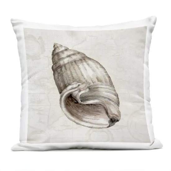 Stupell Industries Seashell over Vintage Map Outdoor Printed Pillow design by Conrad Knutsen, 18 x 7 x 18 {1}