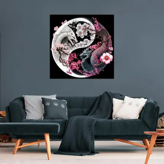 Dragon Diamond Painting Kits-Taichi Dragon Diamond Painting Kits for Adults,5D DIY Full Drill Dragon Diamond Art for Home Wall Decor 12x12inch {1}