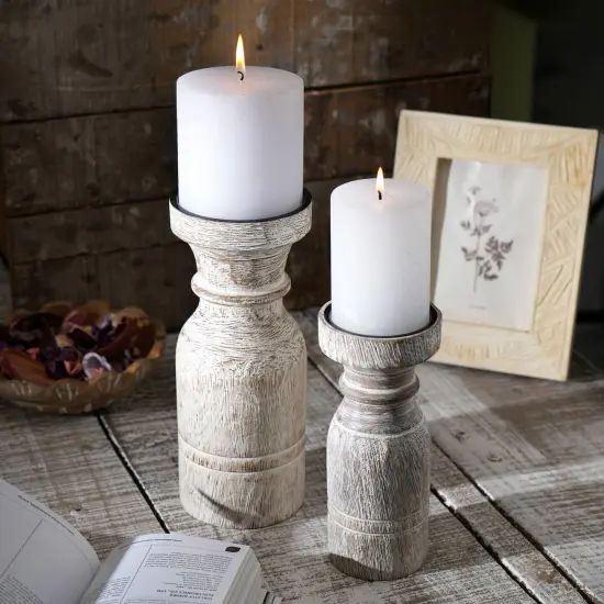 Decorative Wooden Centerpiece Candle Holder- 3.5" X 9" {1}