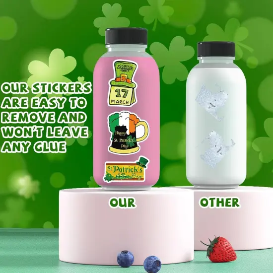 105 PCS St Patricks Day Stickers, Vinyl Waterproof Shamrock Stickers Irish Day Decals {3}