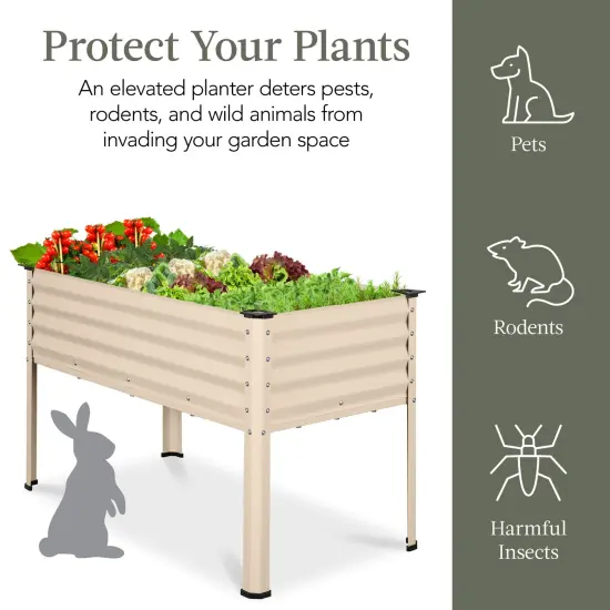 Best Choice Products 48x24x30in Elevated Galvanized Metal Garden Bed w/ Corner Protectors Beige {6}