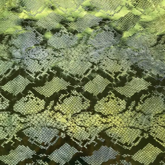 Jungle Cobra Foil Printed Stretch Velvet Fabric Yellow {1}