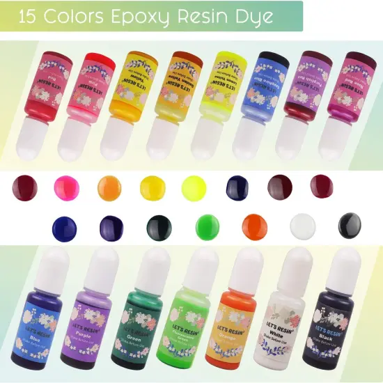 LET'S RESIN Epoxy Resin Dye,15 Color Translucent Epoxy Resin Pigment,Odorless Concentrated Epoxy Resin Paint Each 0.35oz,Liquid Resin Colorant for Resin Coloring,Epoxy Resin,Resin Molds {2}