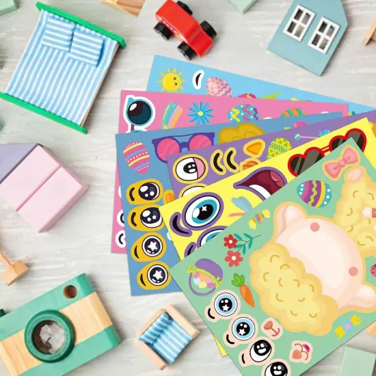 24 Sheets Easter Stickers Make a Face Stickers for Kids DIY Easter Egg Bunny Sticker Sheet for Boys Girls Children Easter Party Supplies Exchange Gifts {4}