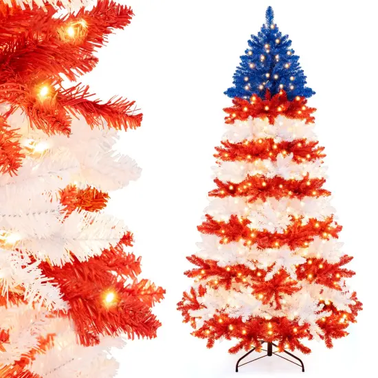 7.5 Feet Artificial Christmas Tree with Warm White LED Lights {5}