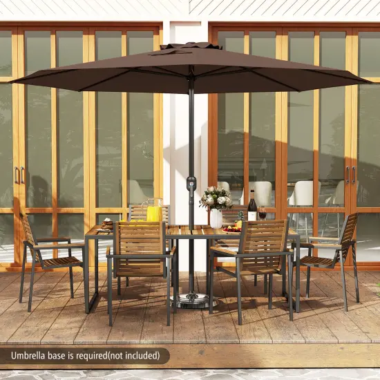 12 Feet Patio Umbrella, Fabric, Crank Handle, 8 Sturdy Ribs, Outdoor Shade for Garden & Deck Coffee {3}