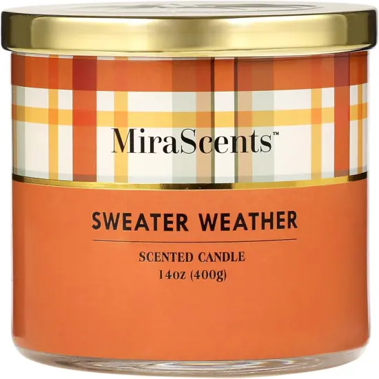 Fall Candle Sweater Weather Fall Candle Pumpkin Chai Latte Scented Autumn 3 Wicks Candle Gift 14 oz {1}