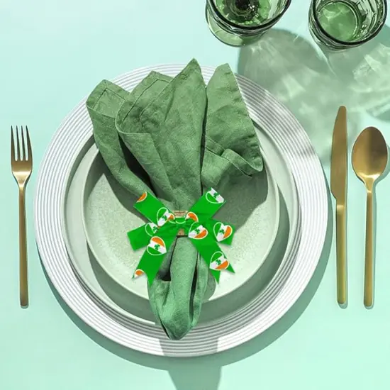 9 Rolls 27 Yards 3/8" St. Patrick's Day Ribbon Green Ribbons for St. Patrick's Day Decor, Gnome Shamrock Grosgrain Ribbon for St. Patrick's Day Parade Gift Wrapping Bows Crafting Supplies {3}